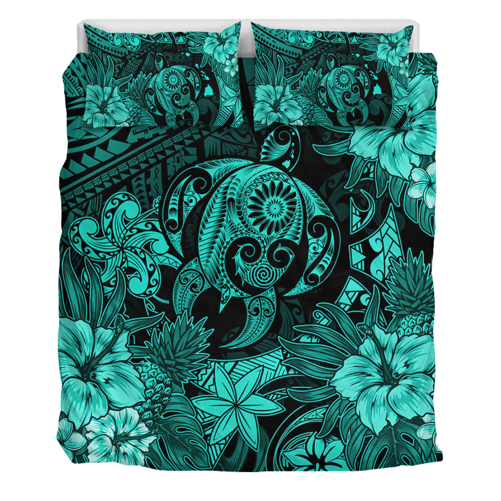 Hawaii Bedding Set Tribal Polynesia Sea Turtle Design Pacific Dream