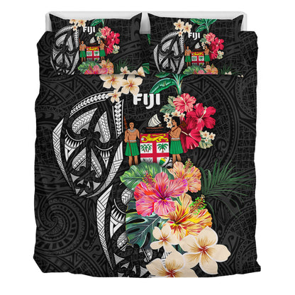 Fiji Bedding Set Coat Of Arms Polynesian With Hibiscus