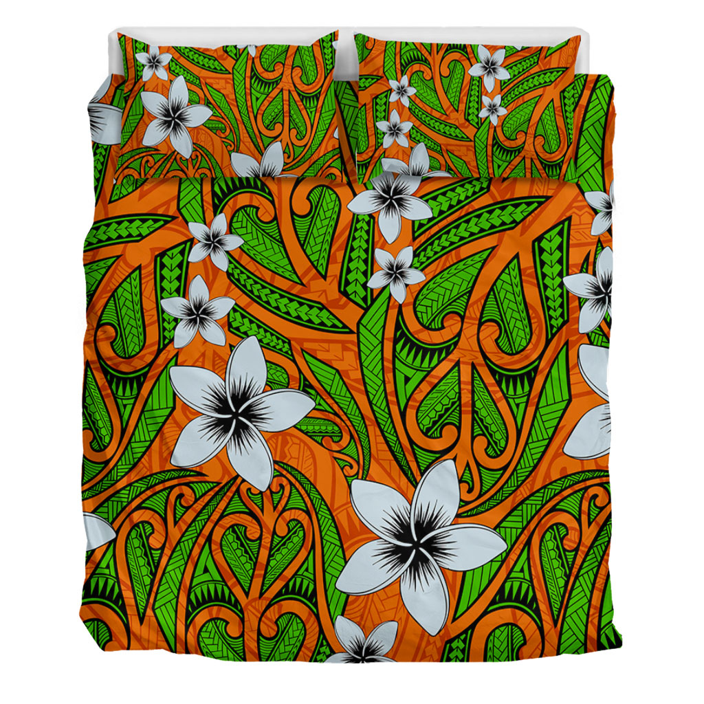New Zealand Bedding Set Maori Pattern Plumeria