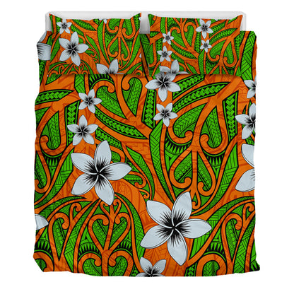 New Zealand Bedding Set Maori Pattern Plumeria
