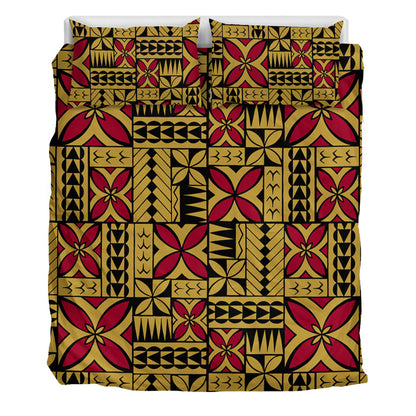 Samoa Bedding Set Siapo Design Tribal Pattern Yellow