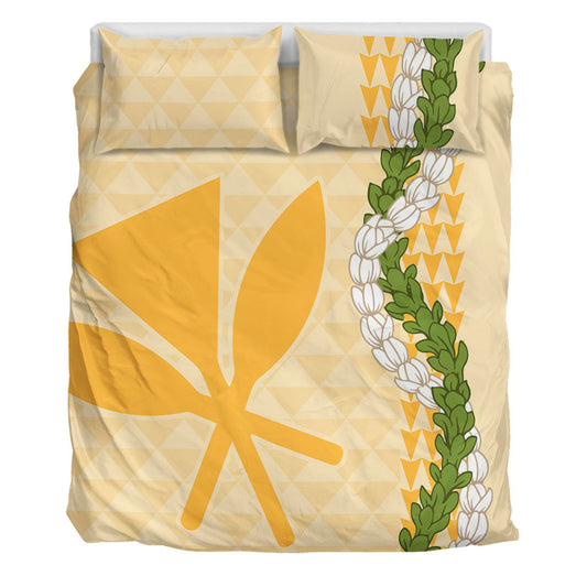 Hawaii Bedding Set Kanaka Maoli Puakenikeni Maile Flower Lei