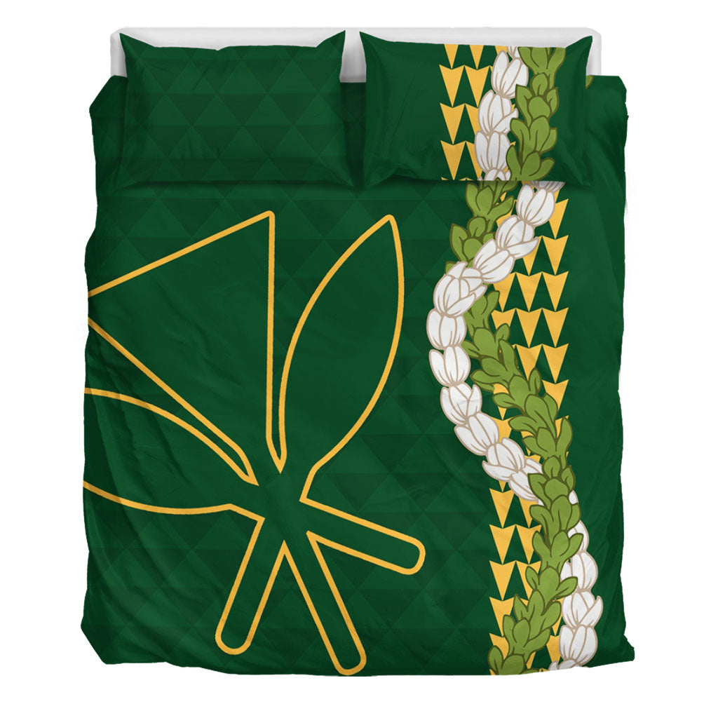 Hawaii Bedding Set Kanaka Maoli Puakenikeni Maile Flower Lei