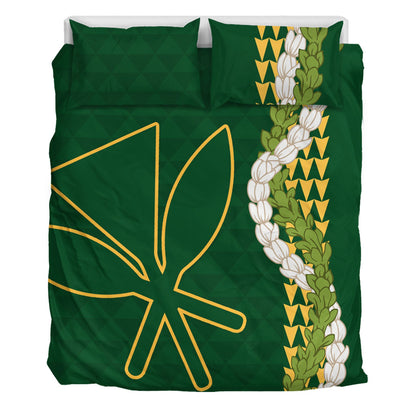 Hawaii Bedding Set Kanaka Maoli Puakenikeni Maile Flower Lei