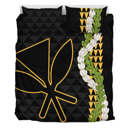 Hawaii Bedding Set Kanaka Maoli Puakenikeni Maile Flower Lei