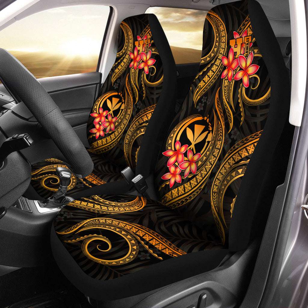 Polynesian Hawaii Car Seat Covers - Gold Plumeria