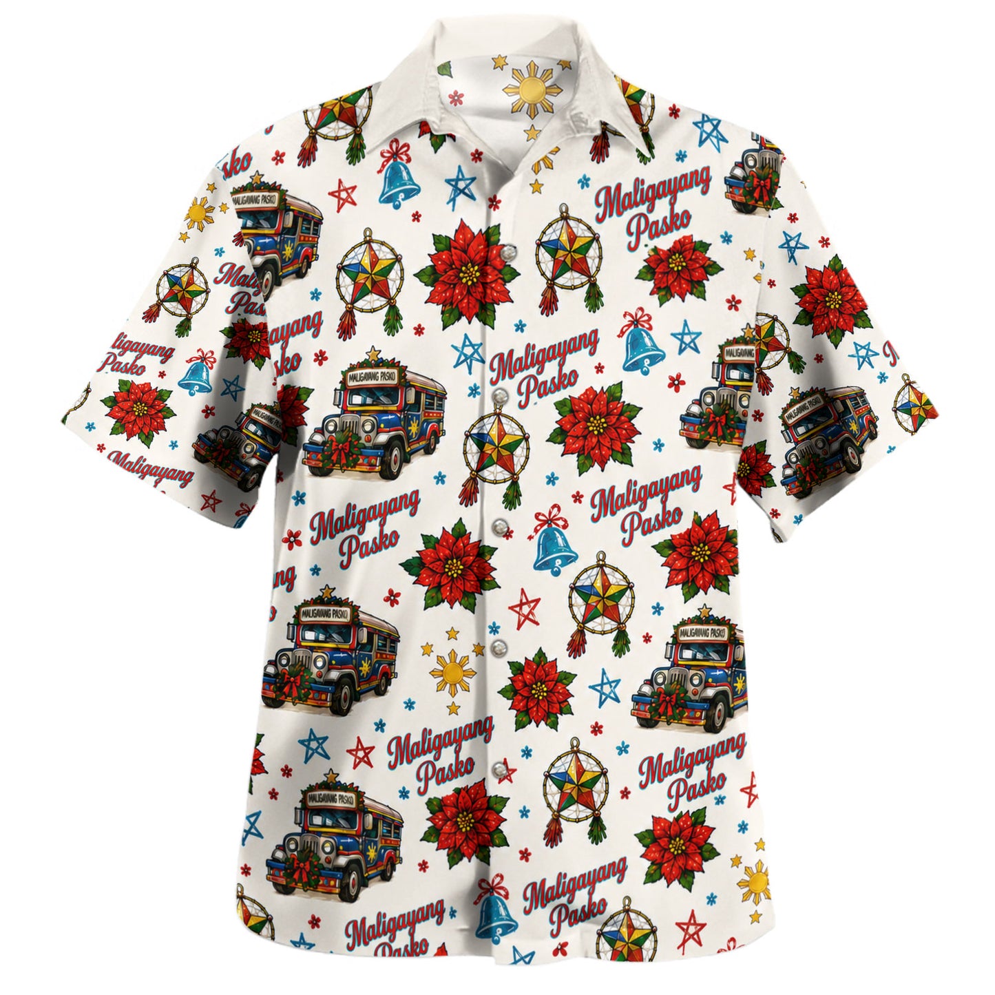 Philippines Filipinos Hawaiian Shirt Maligayang Pasko Jeepney Parol Christmas