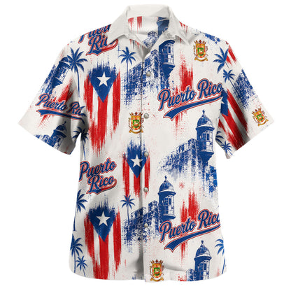 Puerto Rico Hawaiian Shirt PR Flag and Coat Of Arms