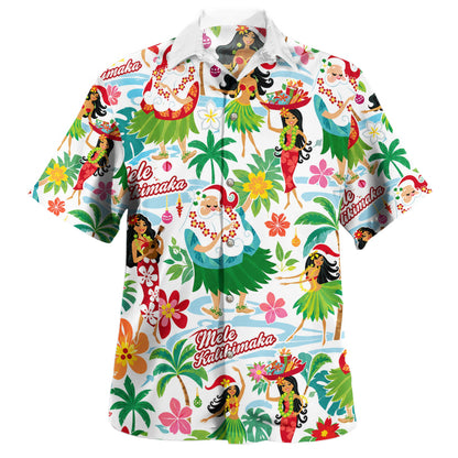 Hawaii Hawaiian Shirt Mele Kalikimaka Hula Holiday Celebration