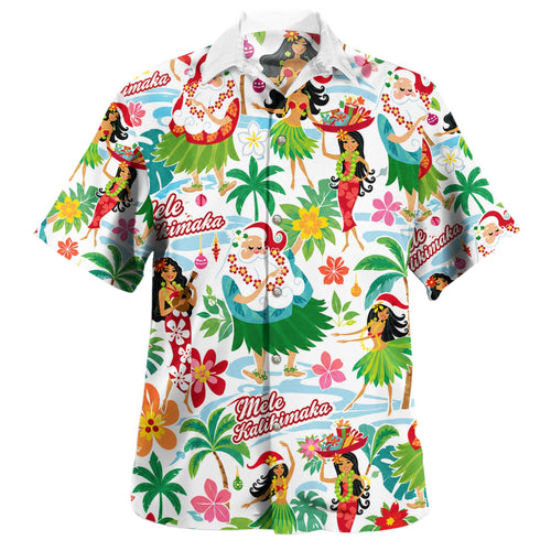 Hawaii Hawaiian Shirt Mele Kalikimaka Hula Holiday Celebration