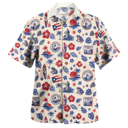 Puerto Rico Hawaiian Shirt Coqui Surf Vintage Island Icons