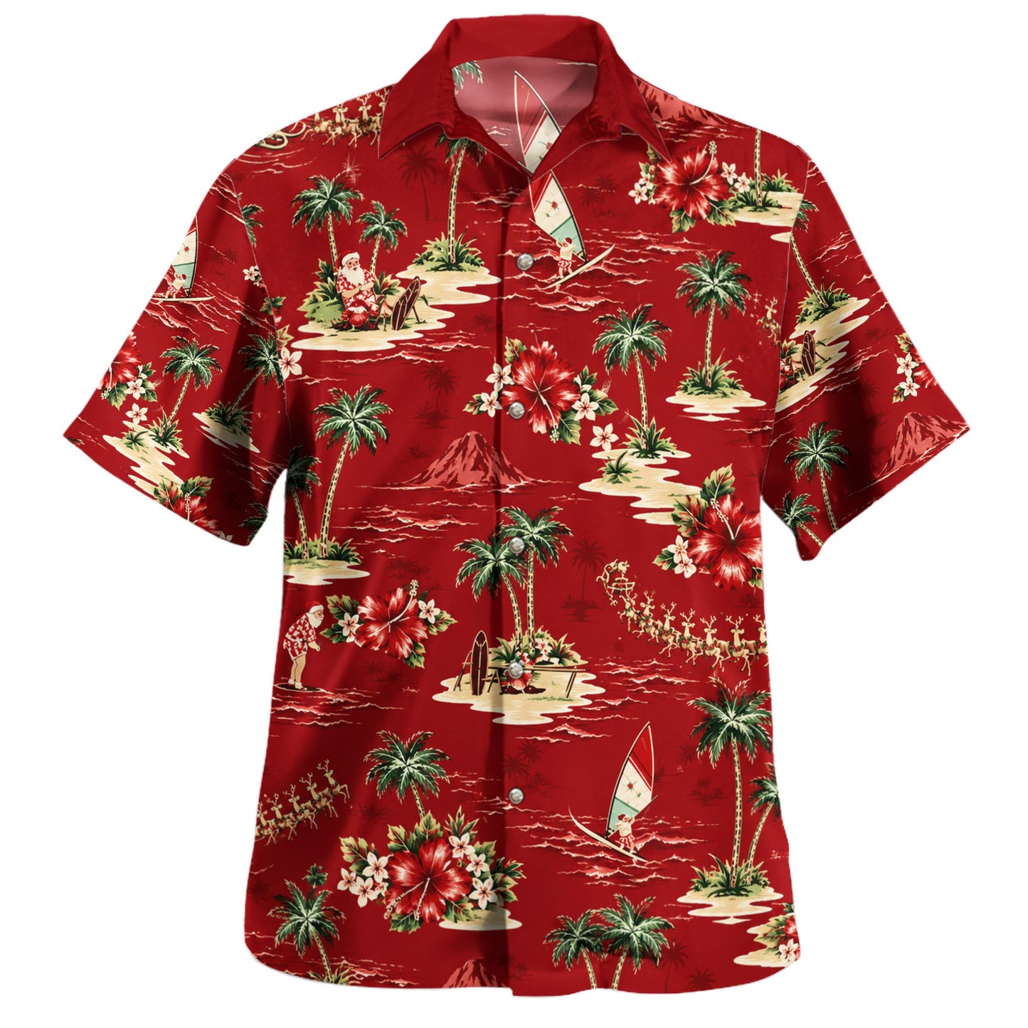 Hawaii Hawaiian Shirt Santa Island Windsurf Christmas