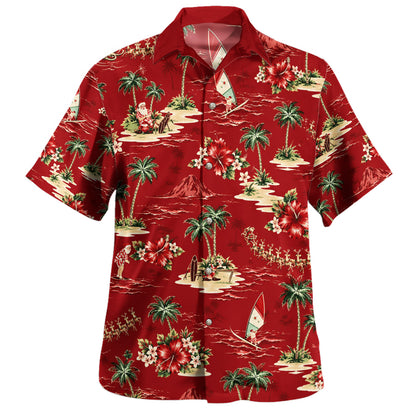 Hawaii Hawaiian Shirt Santa Island Windsurf Christmas