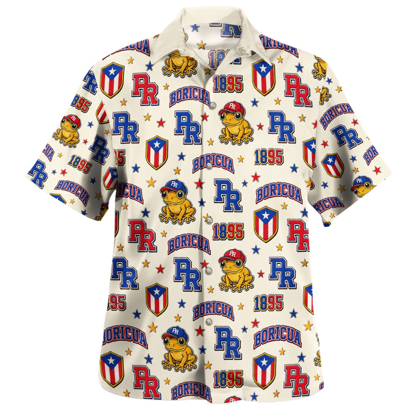 Puerto Rico Hawaiian Shirt Boricua Coqui Collegiate Pride