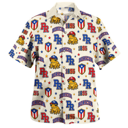Puerto Rico Hawaiian Shirt Boricua Coqui Collegiate Pride