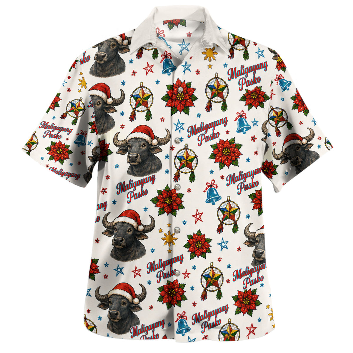 Philippines Filipinos Hawaiian Shirt Maligayang Pasko Carabao Parol Christmas