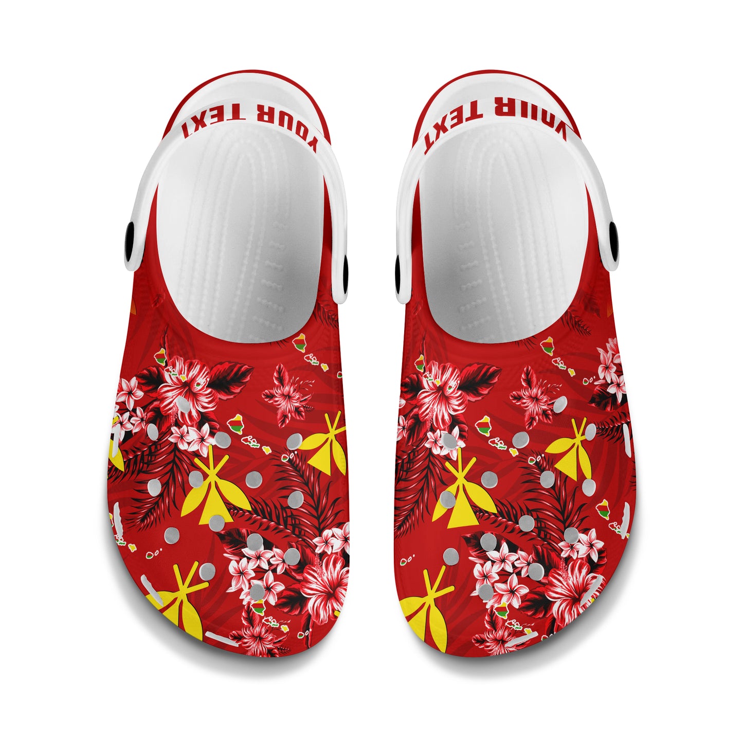 Hawaii Clogs Shoes Custom Text Kanaka Maoli Hibiscus Tropical