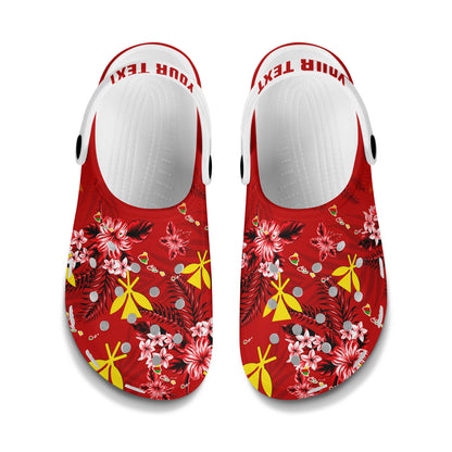 Hawaii Clogs Shoes Custom Text Kanaka Maoli Hibiscus Tropical