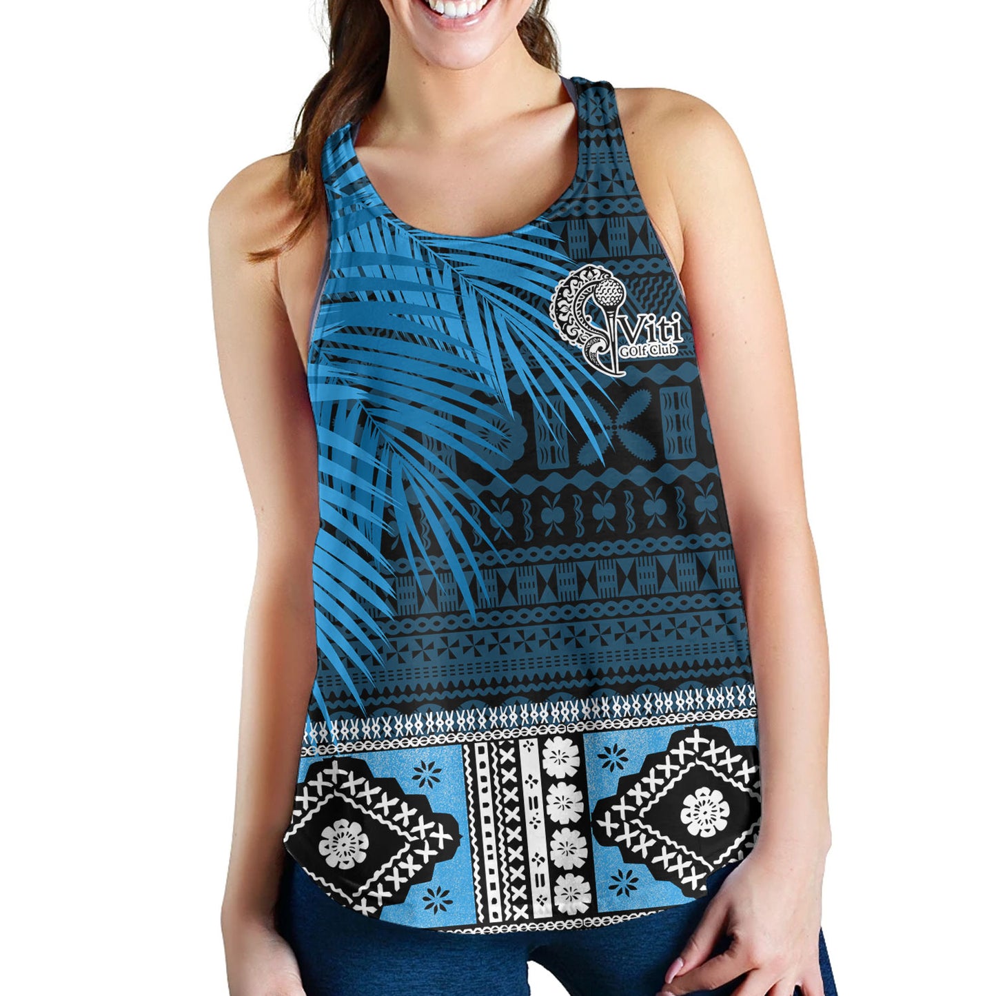 Fiji Women Tank Gold Club Bula Special Fabric Leaves