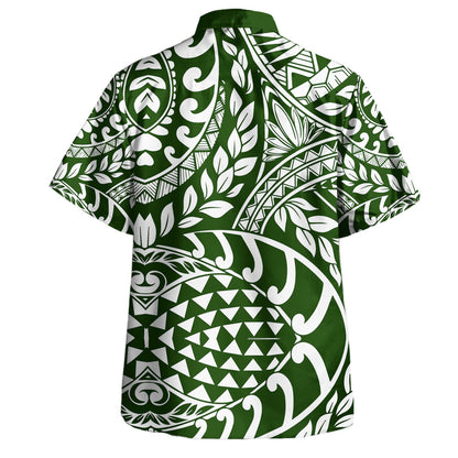 Polynesia Hawaiian Shirt Tribal Print Fabric Leave