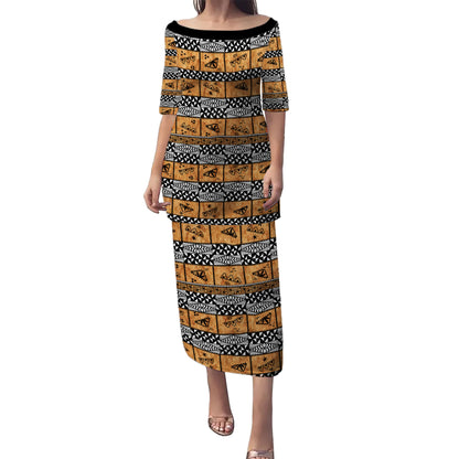 Tonga Combo Puletasi And Shirt Tapa Pattern
