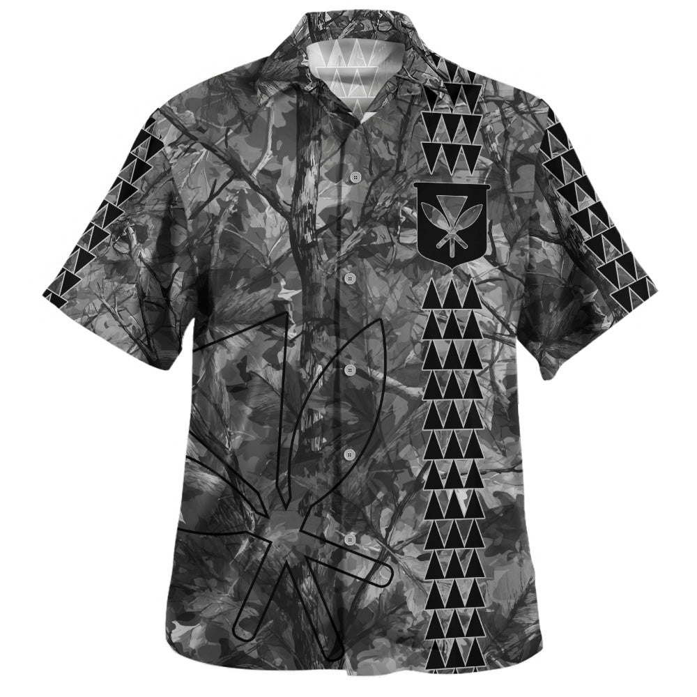 Hawaii Hawaiian Shirt Woodland Kanaka Camo Style