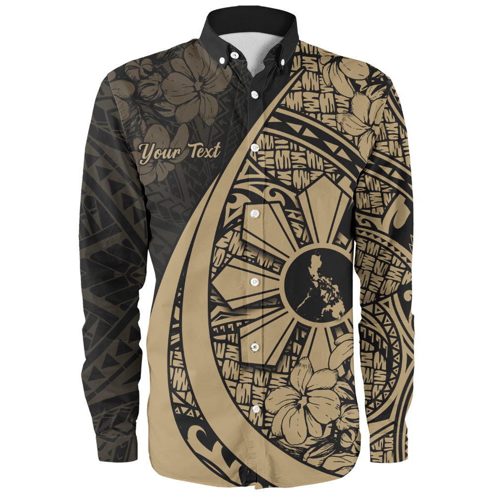 Philippines Filipinos Long Sleeve Shirt Custom National Sampaguita Flower Symbols Style