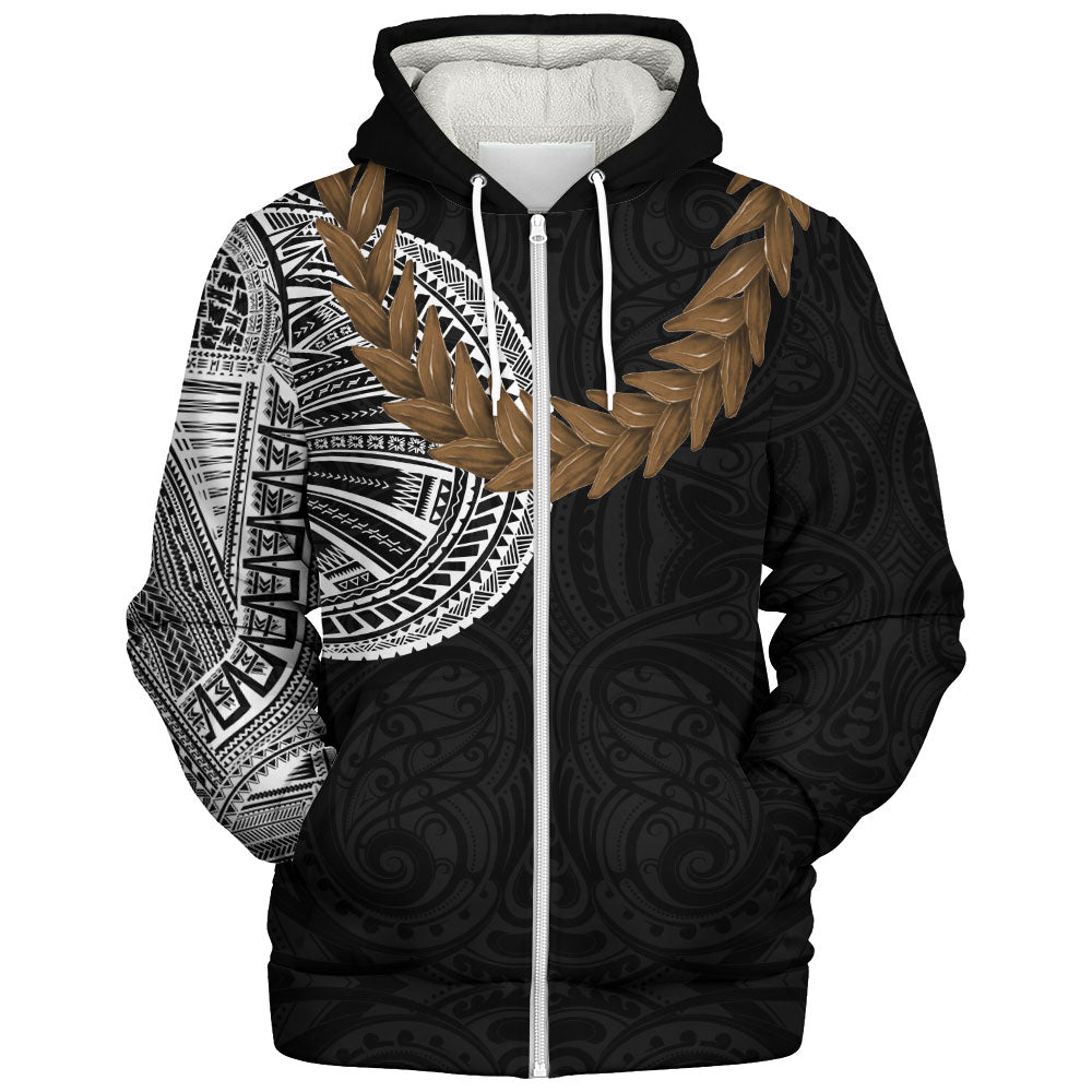 Samoa Sherpa Hoodie Tattoo Roman Reigns With Ula Fala Style Brown
