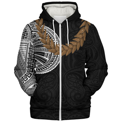 Samoa Sherpa Hoodie Tattoo Roman Reigns With Ula Fala Style Brown