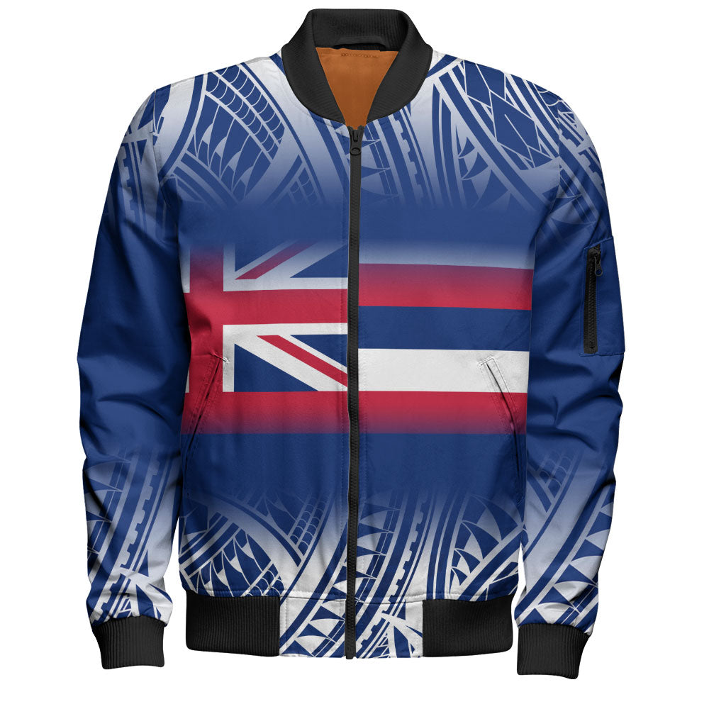 Hawaii Bomber Jacket Polynesian Tribal Aloha Hawaii Flag