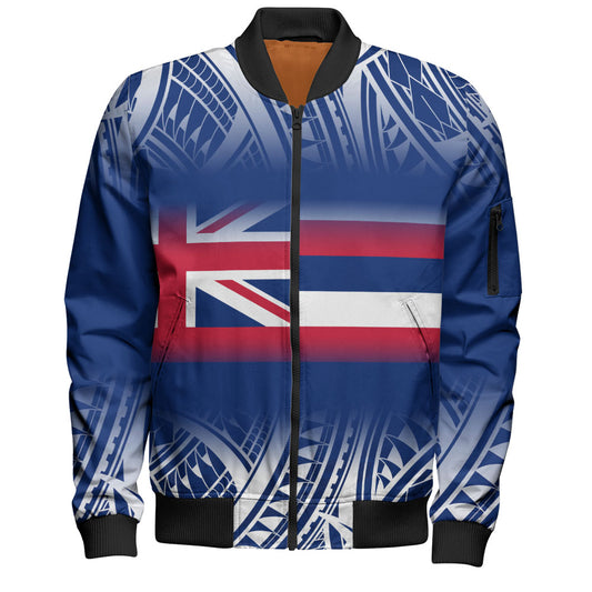 Hawaii Bomber Jacket Polynesian Tribal Aloha Hawaii Flag