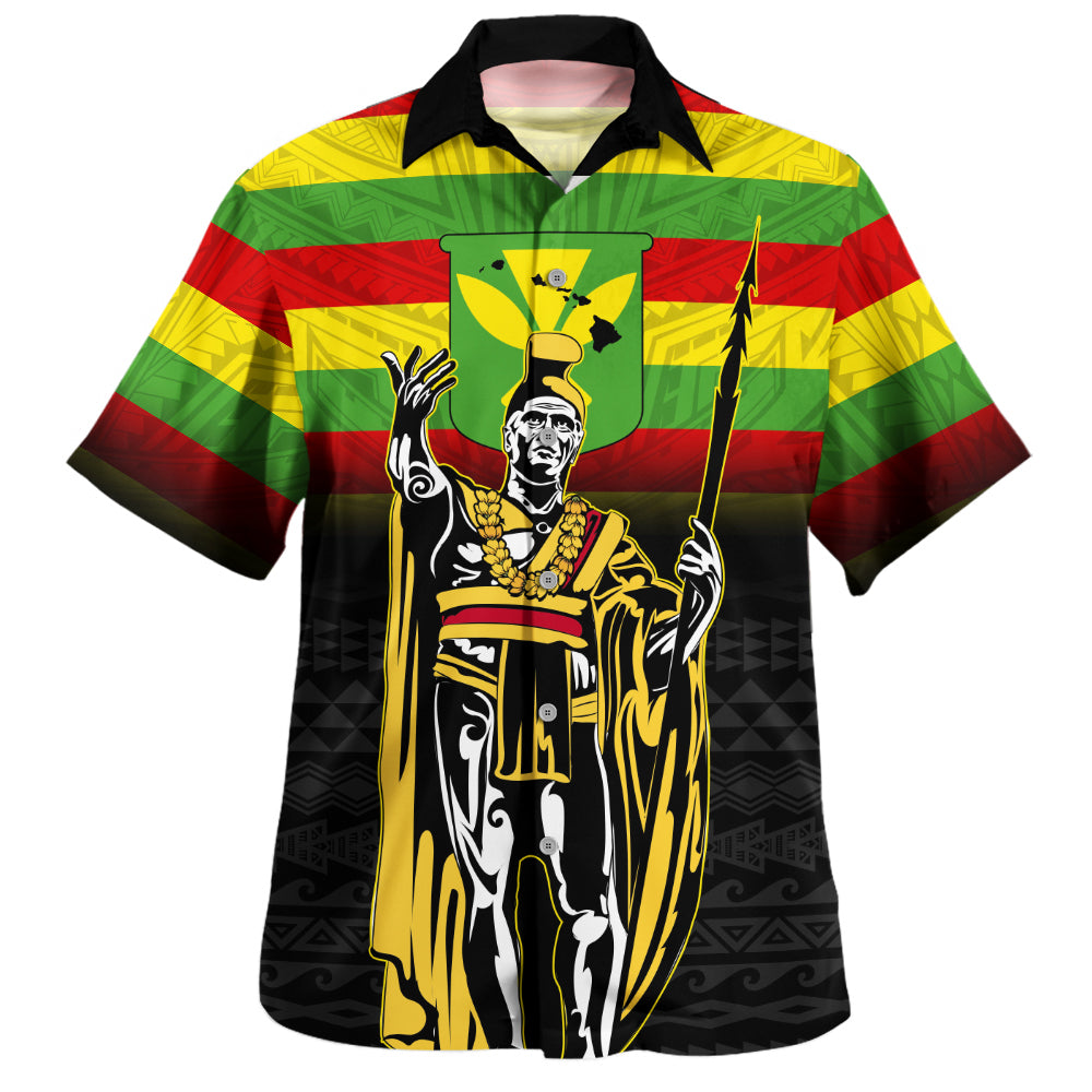Hawaii Hawaiian Shirt King Kamehameha Flag Kanaka Maoli Tribal Tattoo