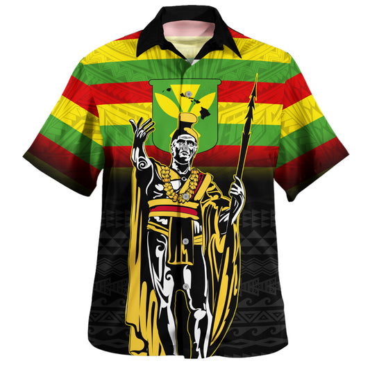 Hawaii Hawaiian Shirt King Kamehameha Flag Kanaka Maoli Tribal Tattoo