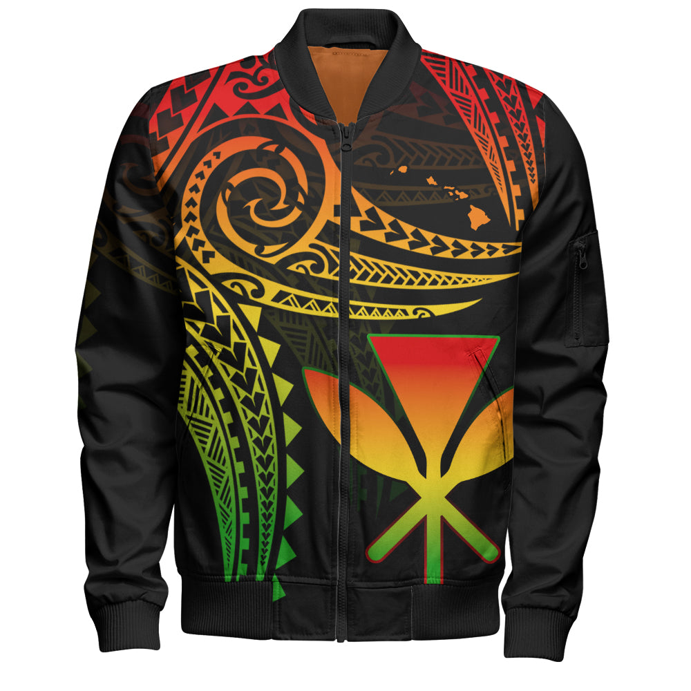 Hawaii Bomber Jacket Polynesian Flame Of Hawaii Style