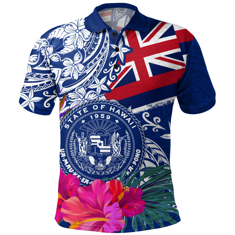 Hawaii Polo Shirt Flag Tribal Tropical Style