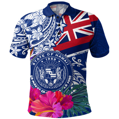 Hawaii Polo Shirt Flag Tribal Tropical Style