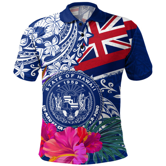 Hawaii Polo Shirt Flag Tribal Tropical Style