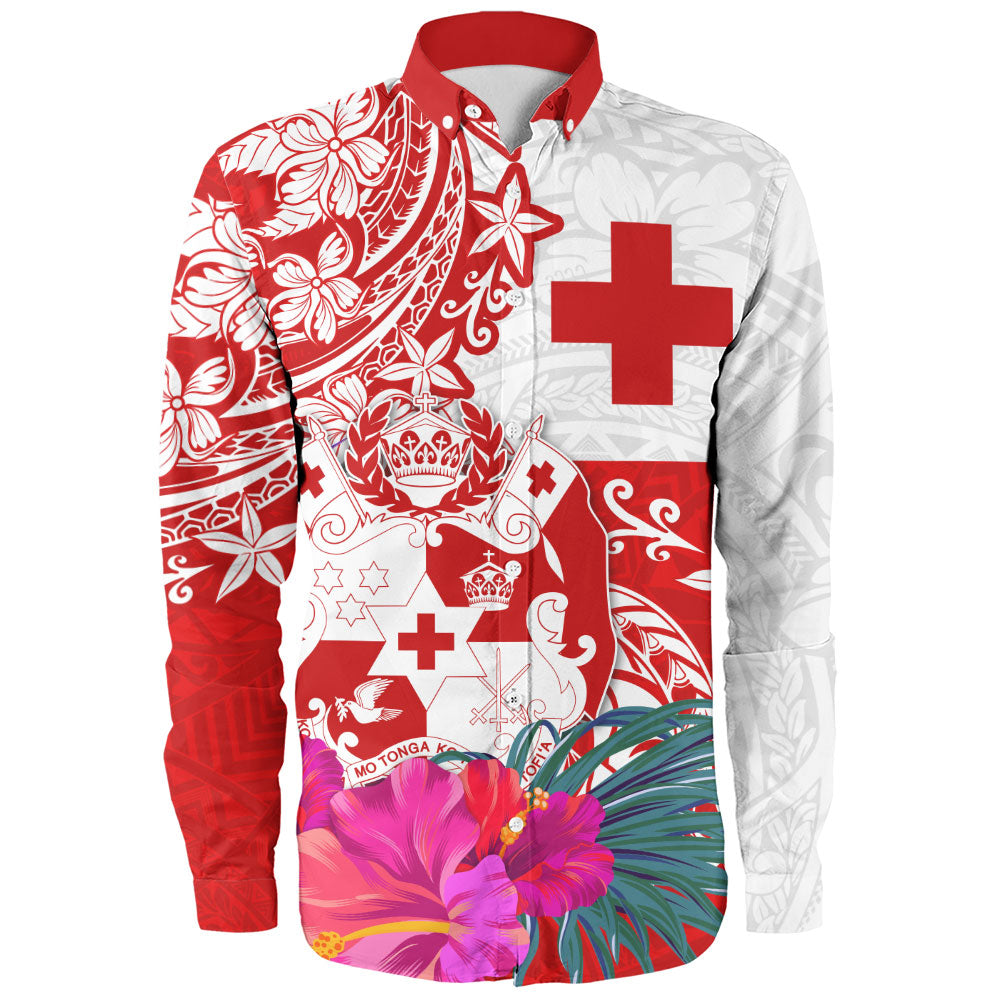 Tonga Long Sleeve Shirt Flag Tribal Tropical Style