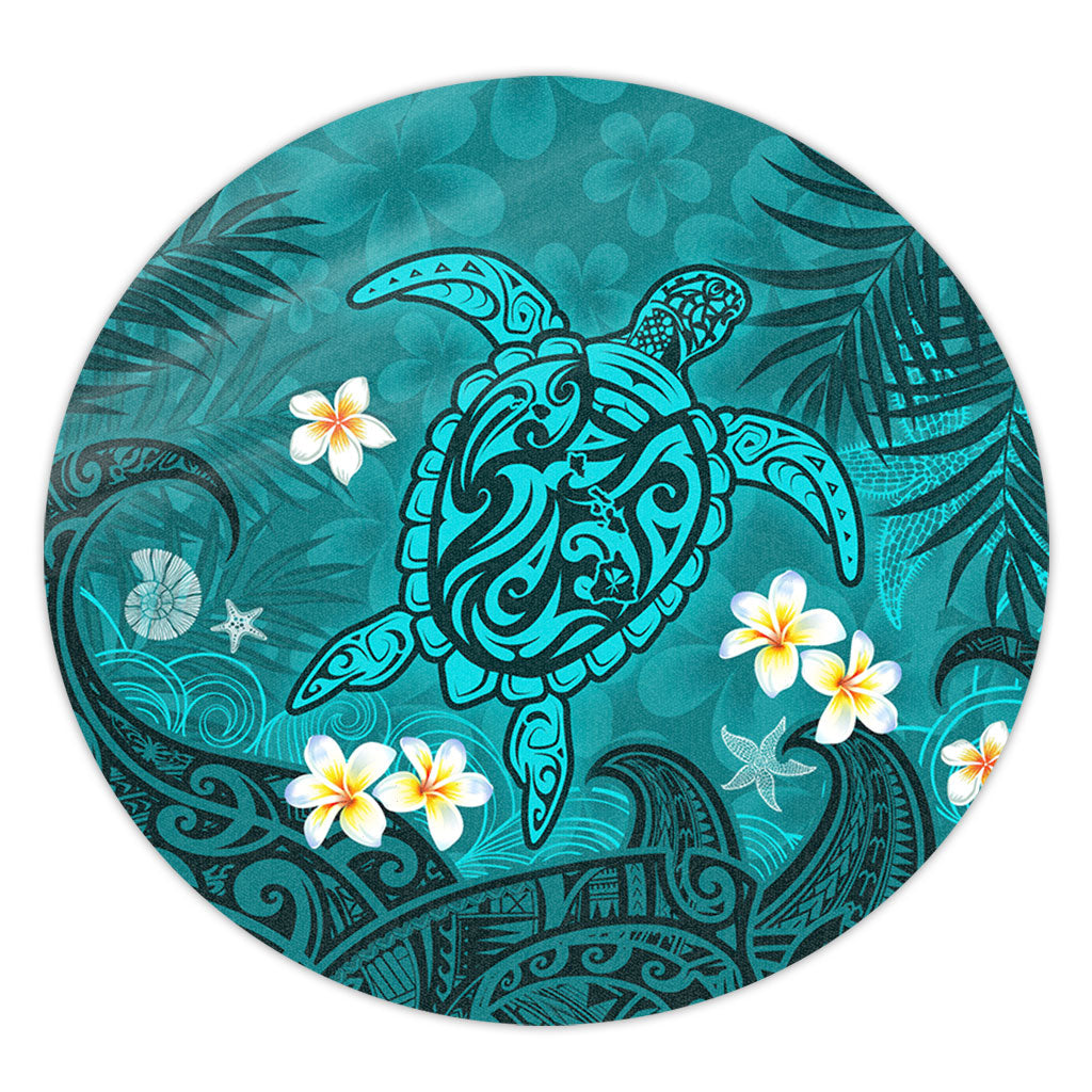Hawaii Round Rug Hawaiian Sea Turtle & Floral Dreams