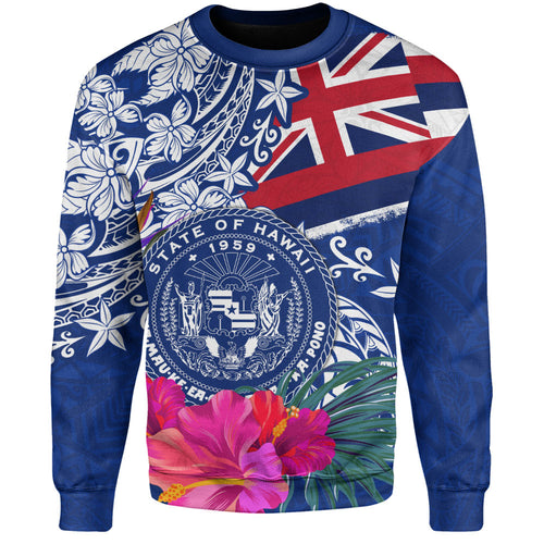 Hawaii Sweatshirt Flag Tribal Tropical Style