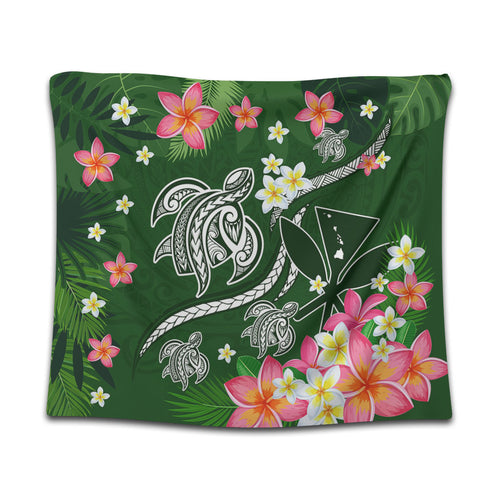 Hawaii Tapestry Aloha Island Turtle Plumeria Flower Tropical Fabric