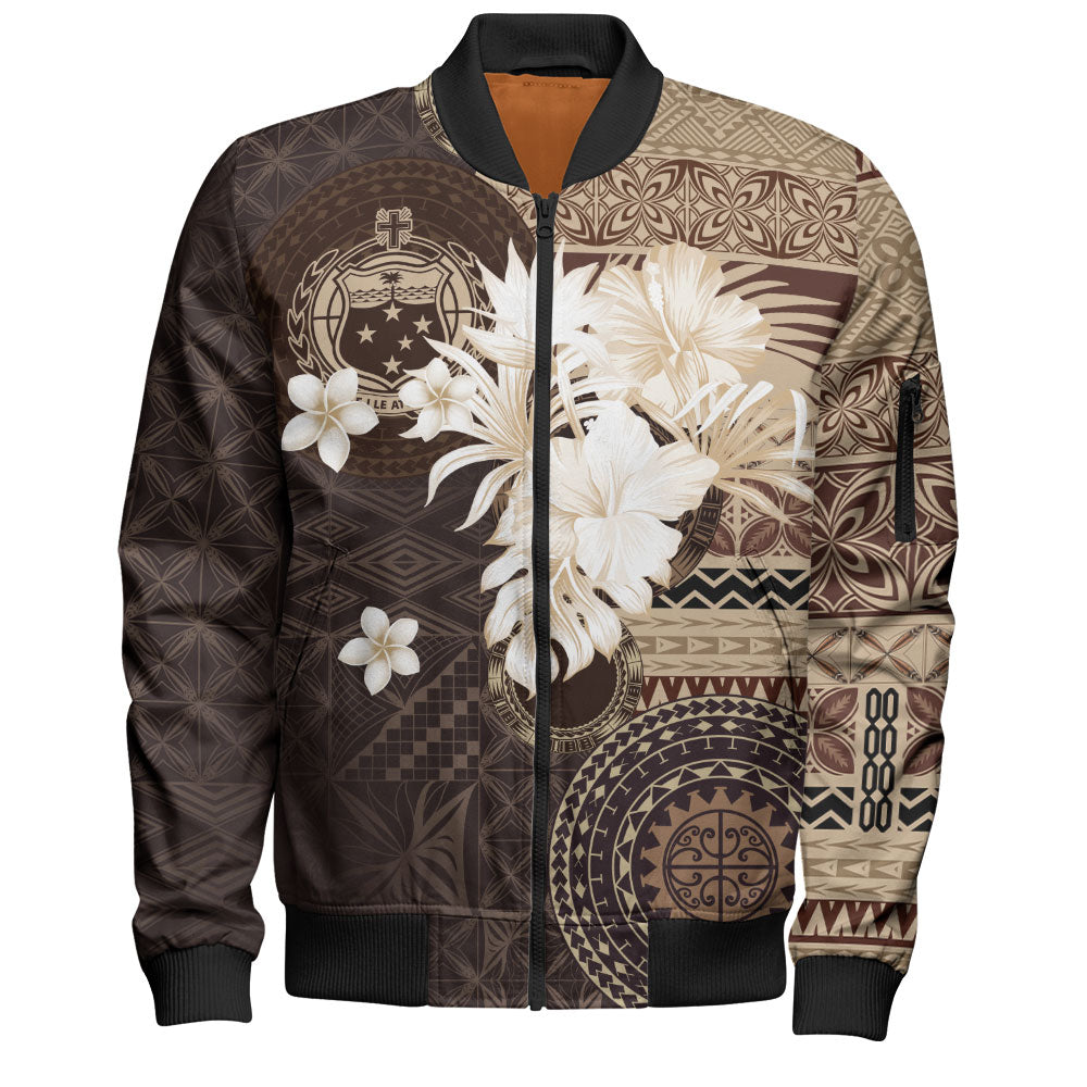 Samoa Bomber Jacket Siapo Motif Print Fabric