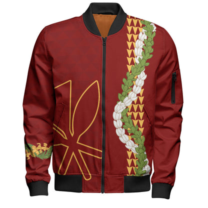 Hawaii Bomber Jacket Kanaka Maoli Puakenikeni Maile Flower Lei