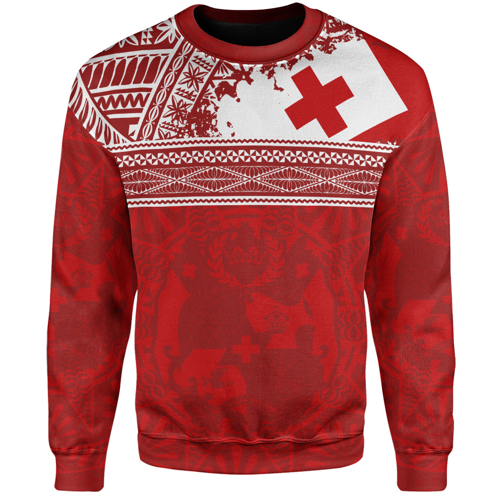 Tonga Sweatshirt Flag Coat Of Arms Circle Ngatu Tribal