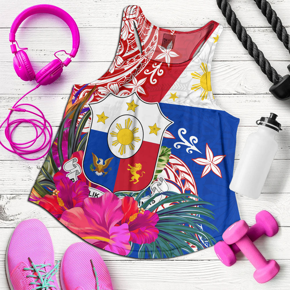 Philippines Filipinos Women Tank Flag Tribal Tropical Style