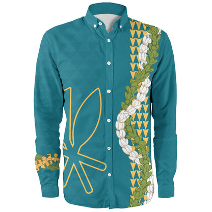 Hawaii Long Sleeve Shirt Kanaka Maoli Puakenikeni Maile Flower Lei