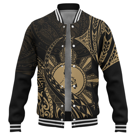 Philippines Filipinos Baseball Jacket Filipino Polynesia Star With Tribal Design