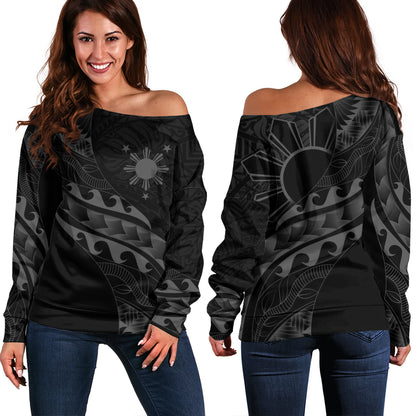 Philippines Filipinos Off Shoulder Sweatshirt Custom Island Tribal Tattoos