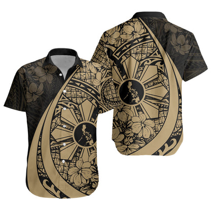 Philippines Filipinos Short Sleeve Shirt Custom National Sampaguita Flower Symbols Style