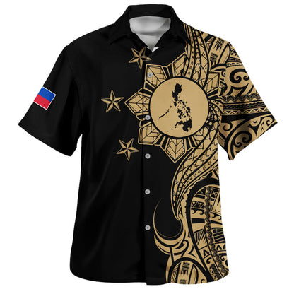 Philippines Filipinos Hawaiian Shirt Flag Sun Map Tribal Fusion Style